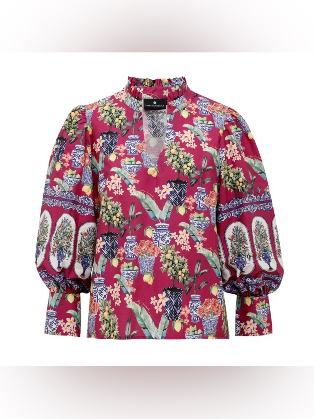 Emily Lovelock Hailey Blouse - Ochid Ginger Jars Medium Organic Cotton